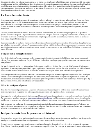 L'impact des avis clients sur la perception lors de la conception d'un e-commerc