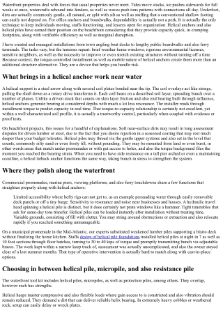 Office Dock and also Promenade Help Utilizing Helical Anchors