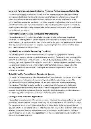 Industrial Parts Manufacturer Delivering Precision, Performance, and Reliability (1)