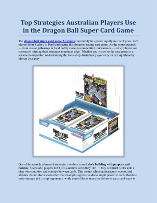 Top Strategies Australian Players Use in the Dragon Ball Super Card Game