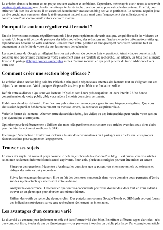 Créer une section blog sur son nouveau-site: l'importance du contenu régulier.
