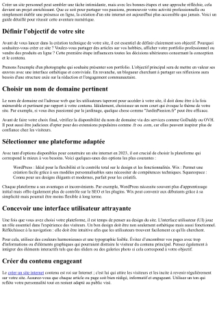 Les étapes pour créer un site personnel réussi en 2023