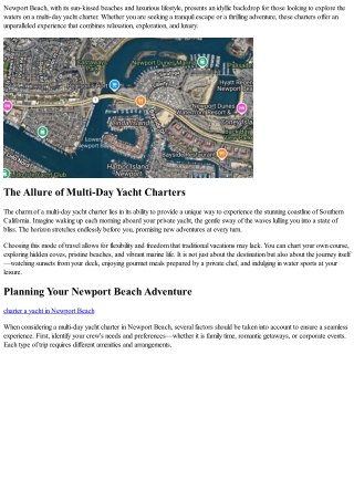 Multi-Day Yacht Charters: Explore the Best of Newport Beach and Beyond