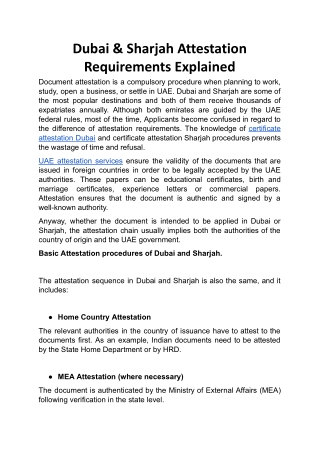 Dubai & Sharjah Attestation Requirements Explained