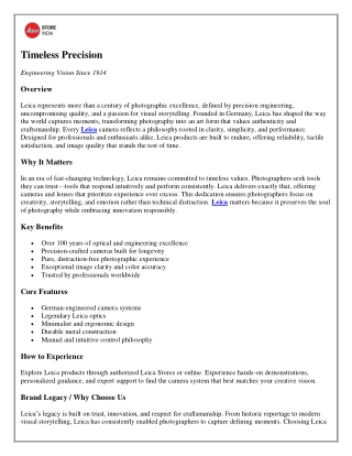 Timeless Precision: How Leica Has Defined Photography Through Engineering Excell