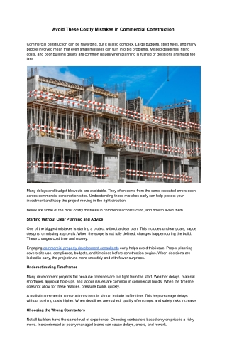 Avoid These Costly Mistakes in Commercial Construction