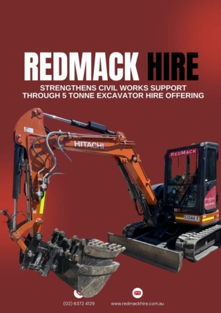 RedMack Equipment Hire Strengthens Civil Works Support Through 5 Tonne Excavator Hire Offering