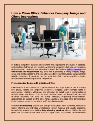 How a Clean Office Enhances Company Image and Client Impressions