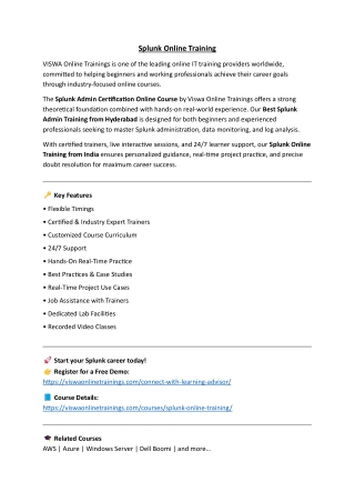 Splunk Professional Certification & Training From India