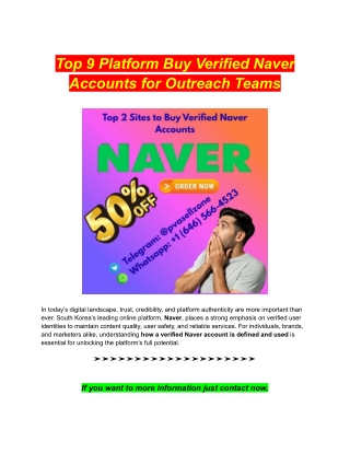 Top 9 Platfrom Buy Verified Naver Accounts for Outreach Teams