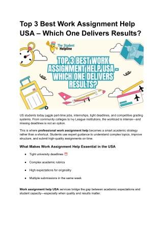 Top 3 Best Work Assignment Help USA – Which One Delivers Results