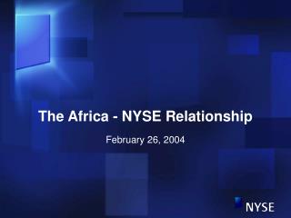 The Africa - NYSE Relationship