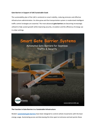 Gate Barriers in Support of UAE Sustainable Goals