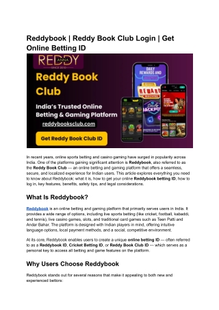 Reddybook _ Reddy Book Club Login _ Get Online Betting ID