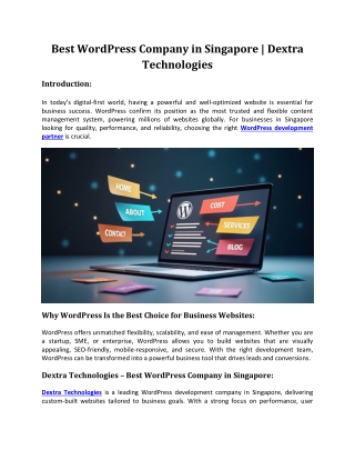 Best WordPress Company in Singapore |Dextra Technologies