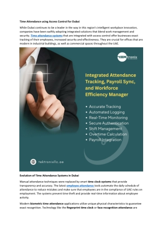 Time Attendance using Access Control for Dubai