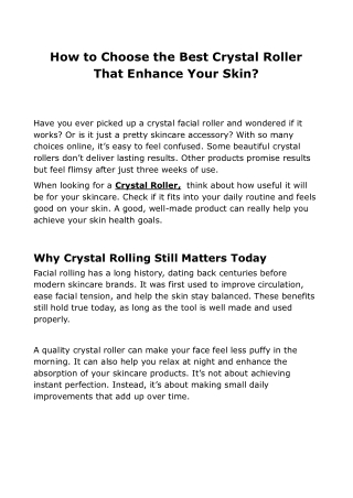 How to Choose the Best Crystal Roller That Enhance Your Skin?
