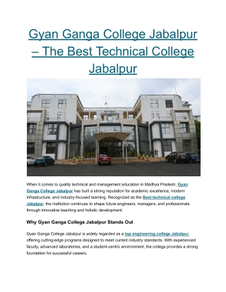 3 Gyan Ganga College Jabalpur – The Best Technical College Jabalpur