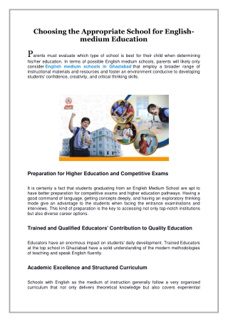 Choosing the Appropriate School for English-medium Education