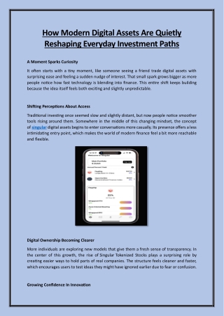 How Modern Digital Assets Are Quietly Reshaping Everyday Investment Paths