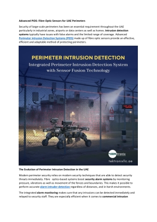 Advanced PIDS: Fibre Optic Sensors for UAE Perimeters