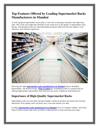 Top Features Offered by Leading Supermarket Racks Manufacturers in Mumbai