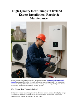 High-Quality Heat Pumps in Ireland - Expert Installation, Repair & Maintenance