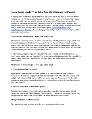 Heavy Gauge Ladder Type Cable Tray Manufacturers in Chennai (1)