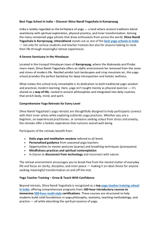 Best Yoga School -Transform Your Life at Shiva Nandi Yogashala