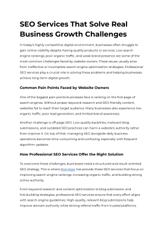 SEO Services That Solve Real Business Growth Challenges