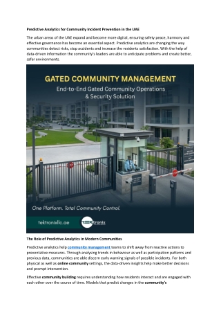 Predictive Analytics for Community Incident Prevention in the UAE