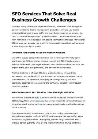 SEO Services That Solve Real Business Growth Challenges