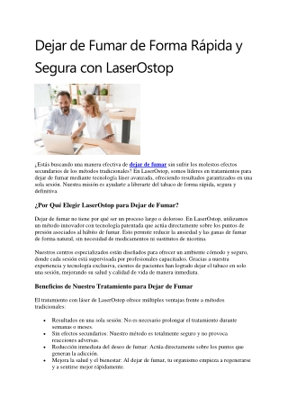 Dejar de Fumar de Forma Rápida y Segura con LaserOstop