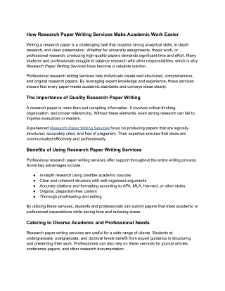 How Research Paper Writing Services Make Academic Work Easier