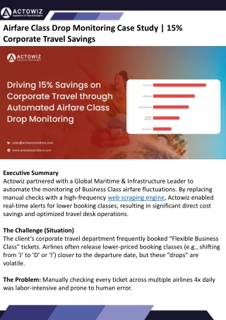 Airfare Class Drop Monitoring Case Study  15% Corporate Travel Savings