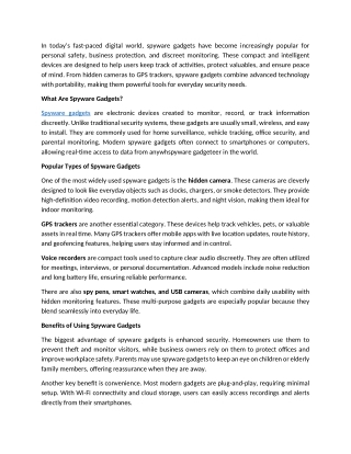 Spyware Gadgets: Smart Tools for Modern Monitoring and Security