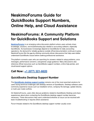 NeskimoForums Guide for QuickBooks Support Numbers, Online Help, and Cloud Assistance