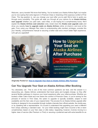 How to Upgrade Your Seat on Alaska Airlines After Purchase