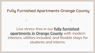 Fully Furnished Apartments Orange County