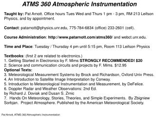 ATMS 360 Atmospheric Instrumentation