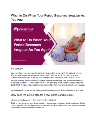 What to Do When Your Period Becomes Irregular As You Age