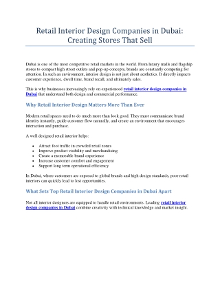 Retail Interior Design Companies in Dubai: Creating Stores That Sell