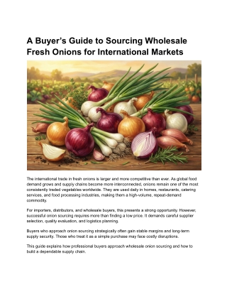 How to Source Wholesale Fresh Onions for Export: A Practical Guide for Importers