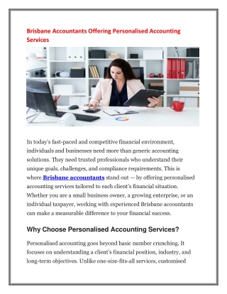 Brisbane Accountants Offering Personalised Accounting Services