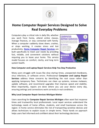 Home Computer Repair Services Designed to Solve Real Everyday Problems