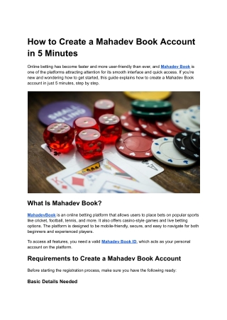 How to Create a Mahadev Book Account in 5 Minutes