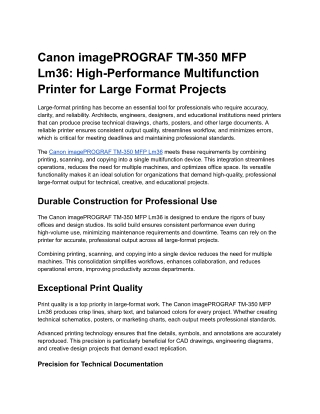 Canon imagePROGRAF TM-350 MFP Lm36
