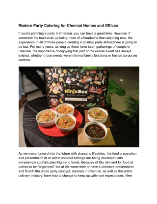 Modern Party Catering for Chennai Homes and Offices
