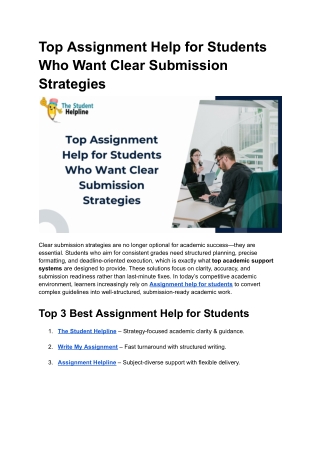 Top Assignment Help for Students Who Want Clear Submission Strategies