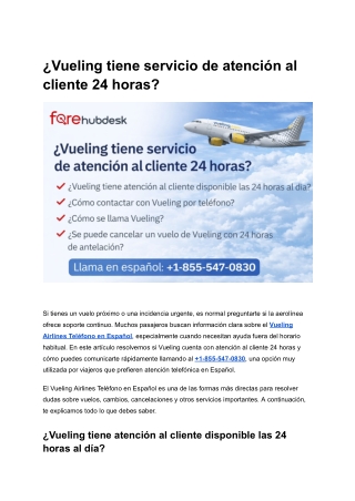 ¿Vueling tiene servicio de atención al cliente 24 horas